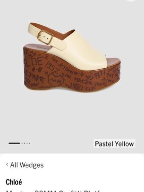 Chloé Pastel Yellow Leather Platform Wedge Sandals